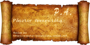 Pásztor Annunciáta névjegykártya